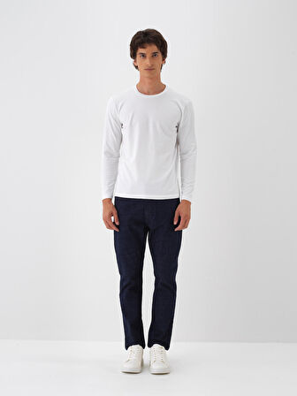 Xint Beyaz Modal Dokulu Slim Fit Uzun Kollu Tişört