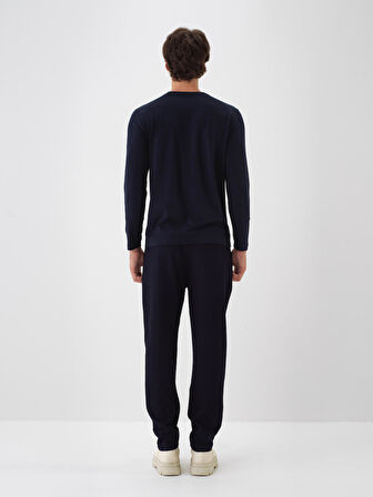 Xint Lacivert Modal Dokulu Slim Fit Uzun Kollu Tişört