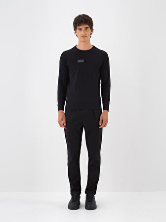 Xint Siyah Modal Dokulu Slim Fit Uzun Kollu Tişört
