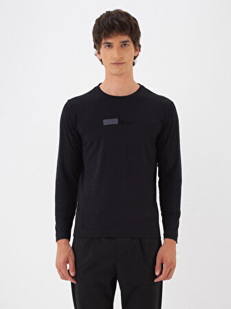 Xint Siyah Modal Dokulu Slim Fit Uzun Kollu Tişört