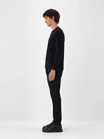 Xint Siyah Modal Dokulu Slim Fit Uzun Kollu Tişört