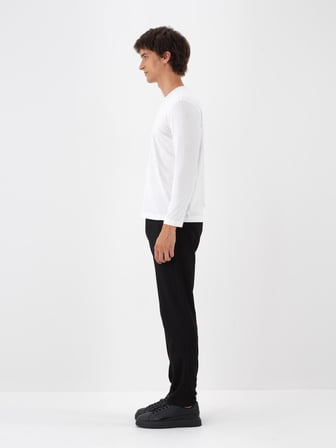 Xint Beyaz Modal Dokulu Slim Fit Uzun Kollu Tişört