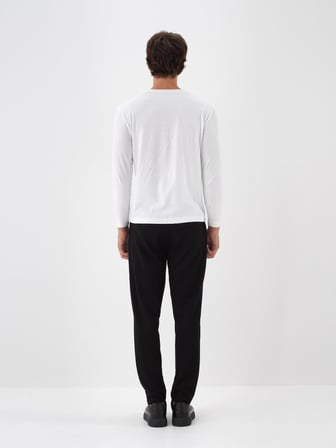 Xint Beyaz Modal Dokulu Slim Fit Uzun Kollu Tişört