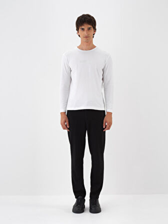 Xint Beyaz Modal Dokulu Slim Fit Uzun Kollu Tişört