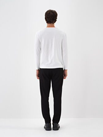 Xint Beyaz Modal Dokulu Slim Fit Uzun Kollu Tişört