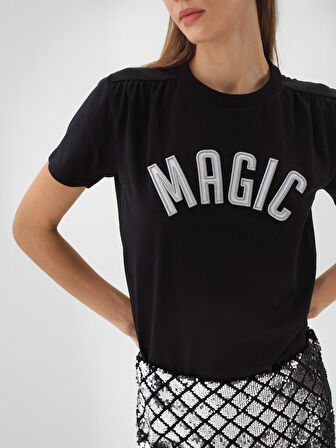 Xint Siyah Pamuk Dokulu Regular Fit Tişört