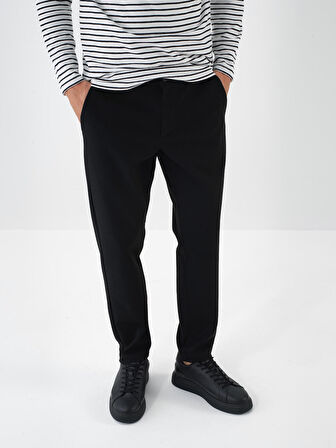 Xint Siyah Pamuk Dokulu Slim Fit Jogger Pantolon