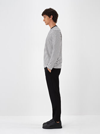 Xint Siyah Pamuk Dokulu Slim Fit Jogger Pantolon