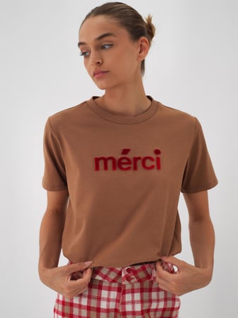 Xint Camel Pamuk Dokulu Regular Fit Tişört