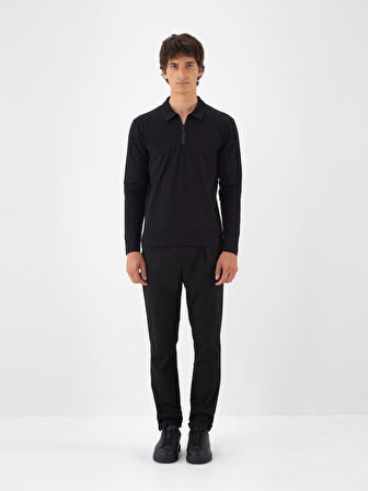 Xint Siyah Modal Dokulu Slim Fit Uzun Kollu Tişört