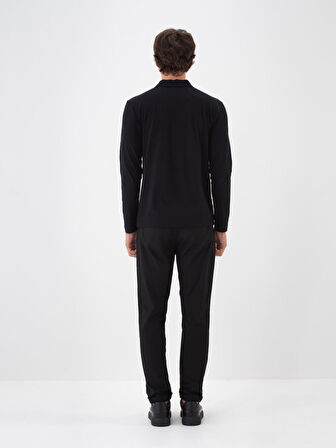 Xint Siyah Modal Dokulu Slim Fit Uzun Kollu Tişört
