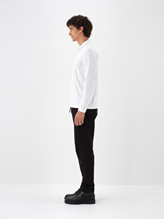 Xint Beyaz Modal Dokulu Slim Fit Uzun Kollu Tişört