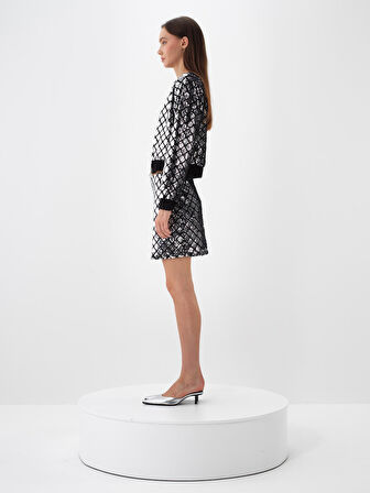 Xint Siyah Lüks Dokulu Pullu Kadife Regular Fit Ceket