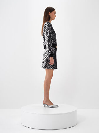 Xint Siyah Lüks Dokulu Pullu Kadife Regular Fit Ceket