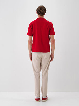 Xint Kırmızı Pamuk Dokulu Regular Fit Tişört