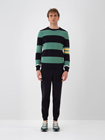 Xint Lacivert Doğal Yün Dokulu Regular Fit Kazak