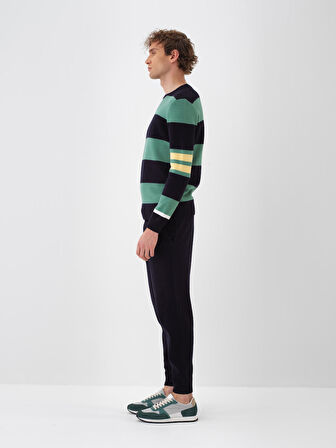 Xint Lacivert Doğal Yün Dokulu Regular Fit Kazak