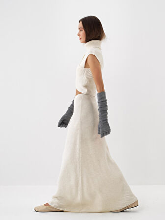 Xint Ekru Doğal Yün Dokulu Regular Fit Süveter