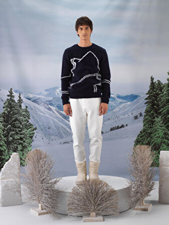 Xint Lacivert Yumuşak Dokulu Regular Fit Kazak