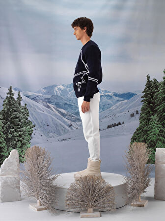 Xint Lacivert Yumuşak Dokulu Regular Fit Kazak