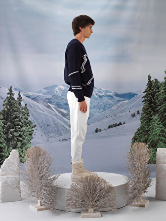 Xint Lacivert Yumuşak Dokulu Regular Fit Kazak