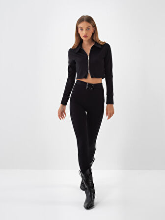 Xint Siyah Esnek Dokulu Slim Fit Sweatmont
