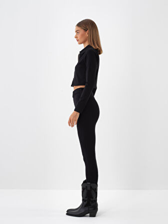 Xint Siyah Esnek Dokulu Slim Fit Sweatmont