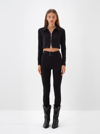 Xint Siyah Esnek Dokulu Slim Fit Tayt