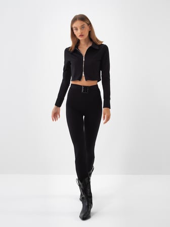 Xint Siyah Esnek Dokulu Slim Fit Tayt