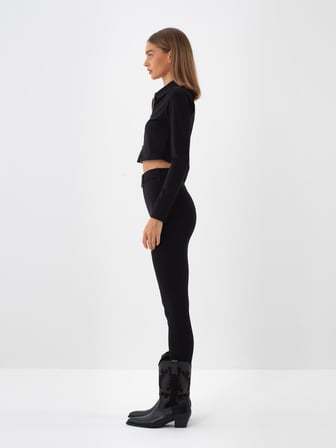 Xint Siyah Esnek Dokulu Slim Fit Tayt