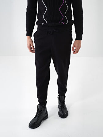 Xint Siyah Doğal Yün Dokulu Regular Fit Pantolon