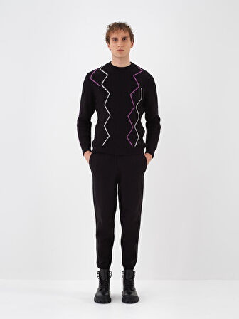 Xint Siyah Doğal Yün Dokulu Regular Fit Pantolon