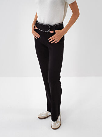 Xint Siyah Doğal Yün Dokulu Regular Fit Pantolon