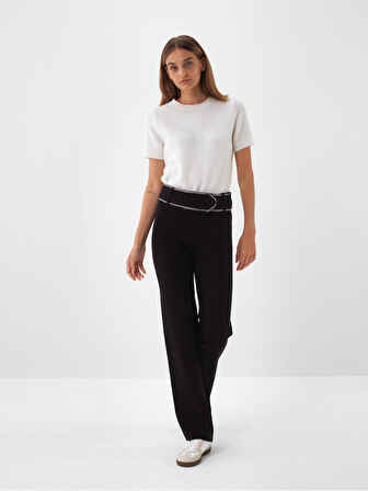 Xint Siyah Doğal Yün Dokulu Regular Fit Pantolon