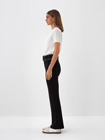 Xint Siyah Doğal Yün Dokulu Regular Fit Pantolon