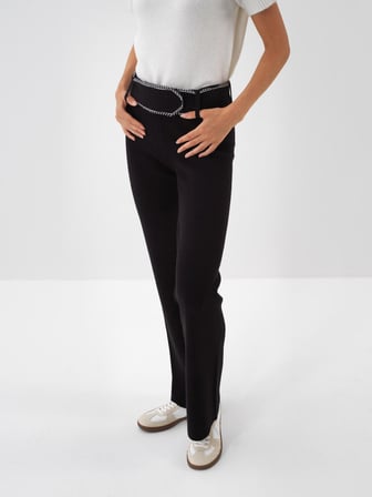 Xint Siyah Doğal Yün Dokulu Regular Fit Pantolon