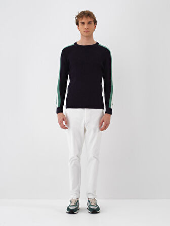 Xint Lacivert Doğal Yün Dokulu Regular Fit Kazak