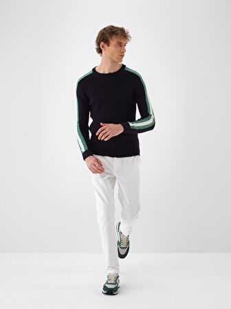 Xint Lacivert Doğal Yün Dokulu Regular Fit Kazak