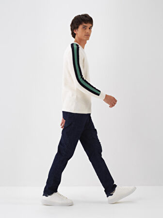 Xint Ekru Doğal Yün Dokulu Regular Fit Kazak