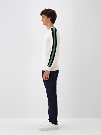 Xint Ekru Doğal Yün Dokulu Regular Fit Kazak