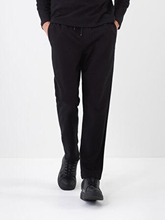 Xint Siyah Pamuk Dokulu Regular Fit Sweat Pantolon