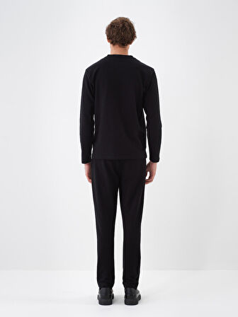 Xint Siyah Pamuk Dokulu Regular Fit Sweat Pantolon