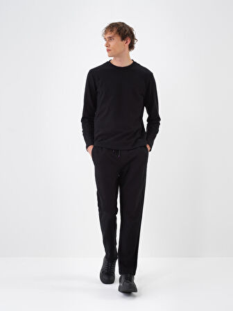 Xint Siyah Pamuk Dokulu Regular Fit Sweat Pantolon