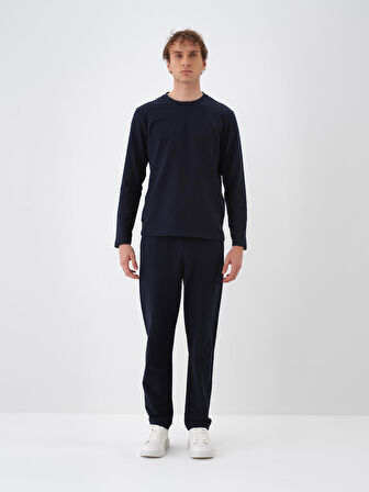 Xint Lacivert Pamuk Dokulu Regular Fit Sweat Pantolon