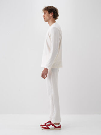 Xint Ekru Pamuk Dokulu Regular Fit Sweat Pantolon