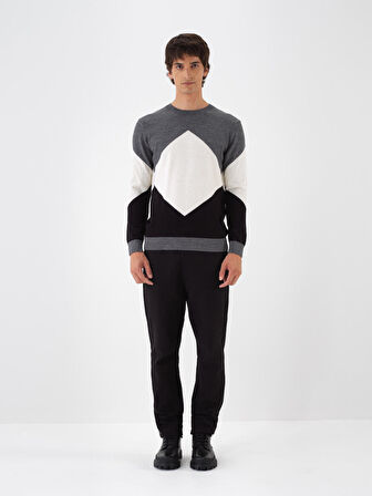 Xint Antrasit Doğal Yün Dokulu Regular Fit Kazak