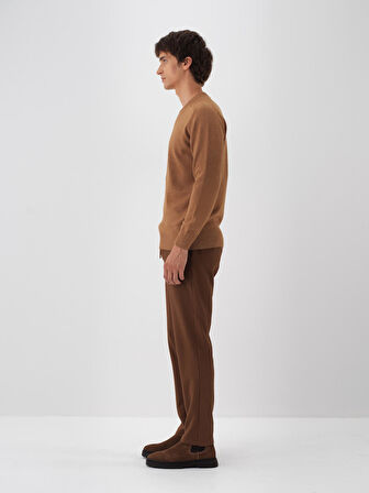 Xint Camel Doğal Yün Dokulu Regular Fit Kazak