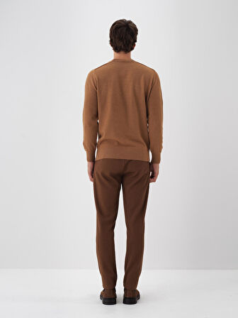 Xint Camel Doğal Yün Dokulu Regular Fit Kazak