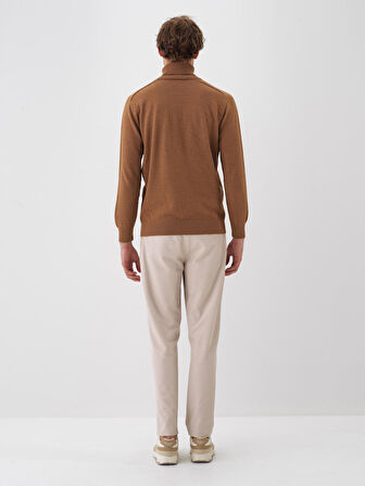 Xint Camel Doğal Yün Dokulu Regular Fit Kazak