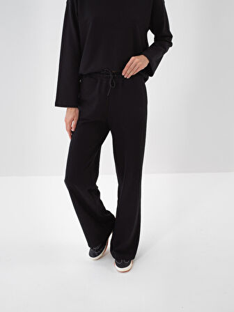 Xint Siyah Pamuk Dokulu Oversize Sweat Pantolon
